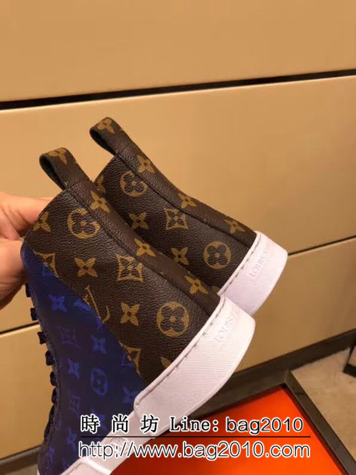 路易威登LV 專櫃新款原版牛皮配老花高幫男士休閒鞋 8FX2221